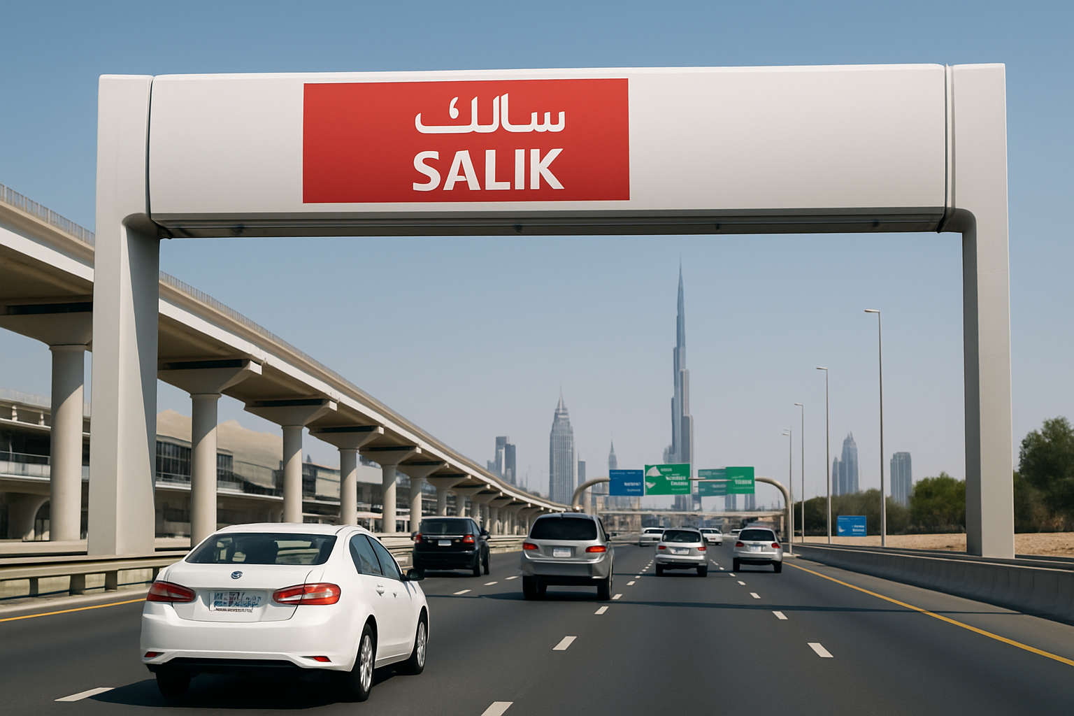Electronic toll collection system on a Dubai highway