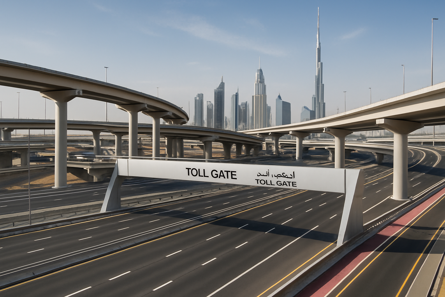 Modern toll road infrastructure in Dubai